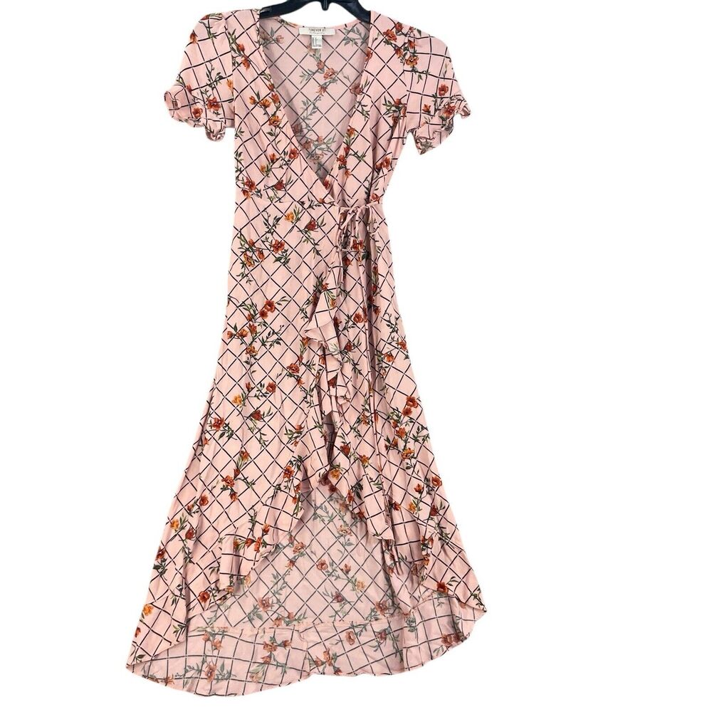 Forever 21 Womens Floral Wrap Dress Colorful Sz S Midi Long Ruffle
